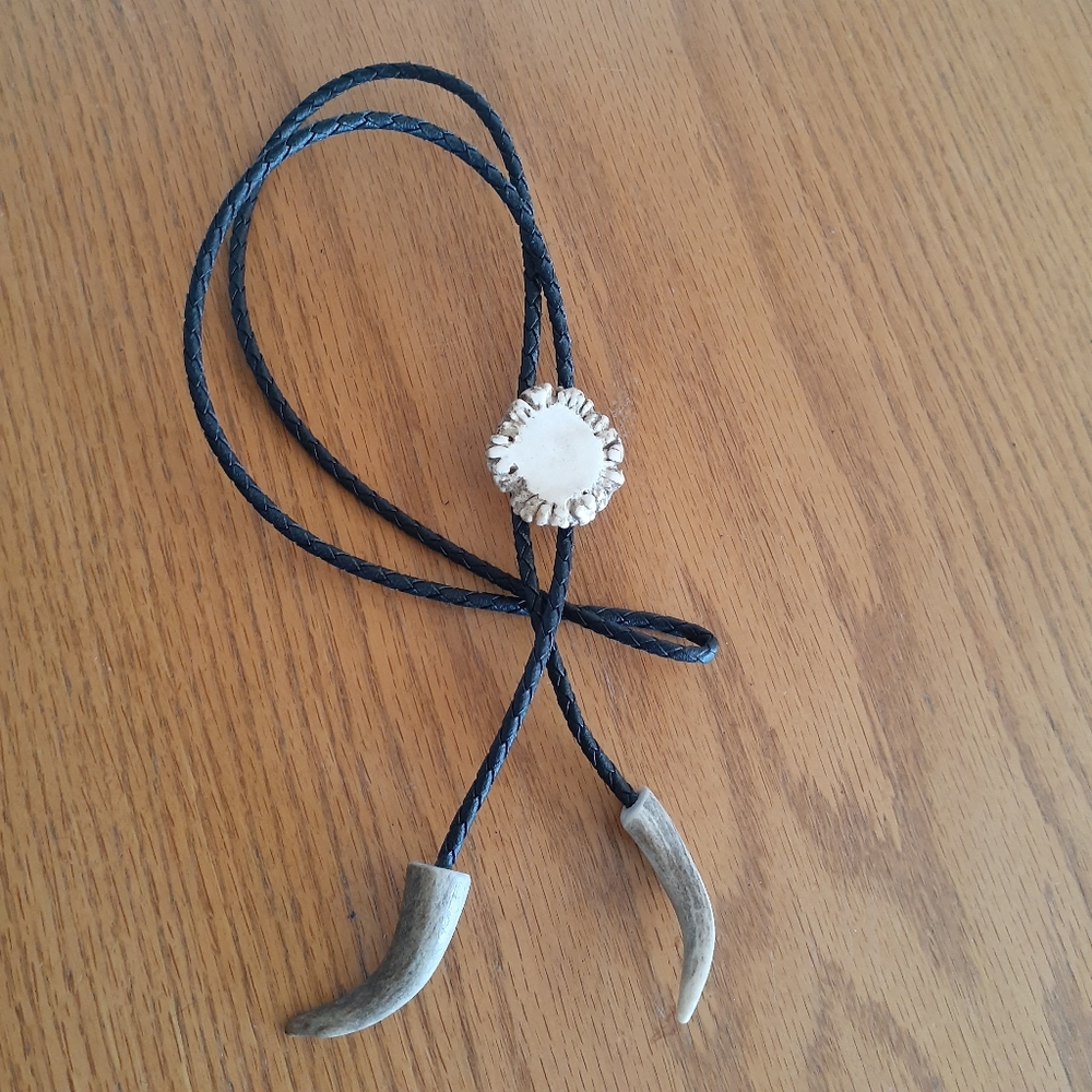 Black leather bolo tie